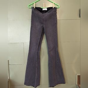 Free People Distressed Black Flare Jeans